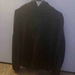 Essentials Black Lightweight Hooded Shirt Jacket